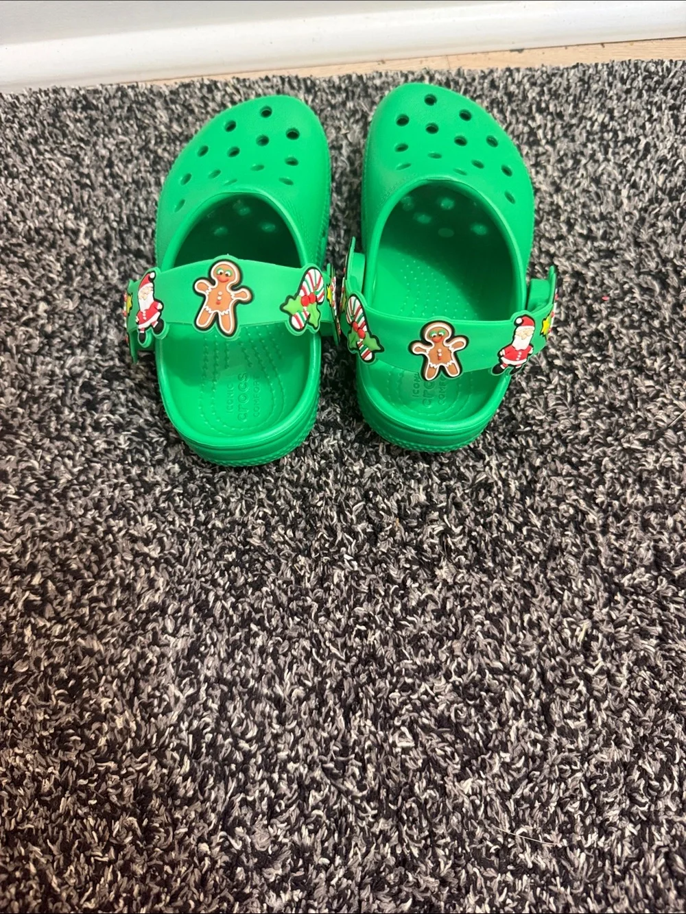 CROCS Kids Green Holiday Clog Sandals with Festive Charms